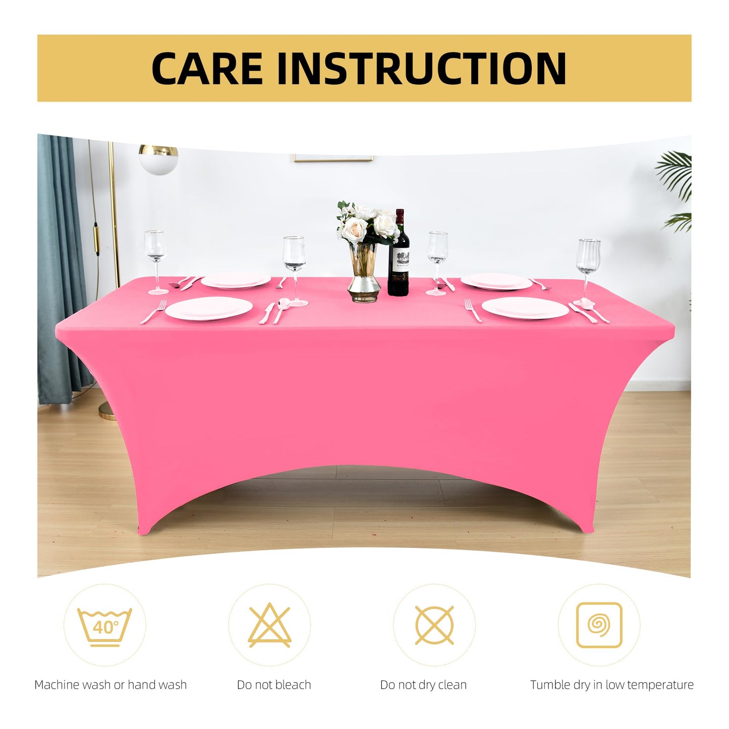 ZarzaaSik 2-Pack 8ft Spandex Table Covers for Rectangle Folding Tables - Washable Elastic Tablecloth - Ultimate Fitted Table Protector for Birthday Parties, Trade Shows, Banquet
