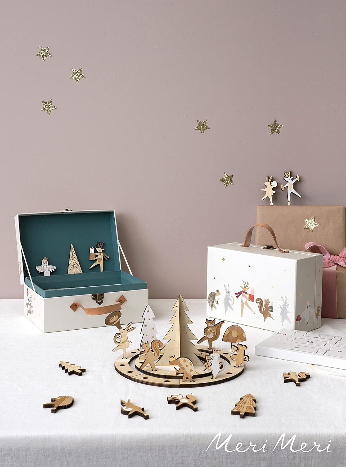 Meri Meri Advent Calendar - Marching Band Suitcase Design for Kids | 9" x 6" x 4" Wooden Fun