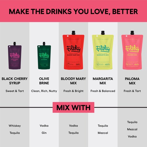 Filthy Paloma Mix, Premium Cocktail Mixer, All-Natural, Non-GMO, Vegan & Gluten-Free, Made with Fresh Ruby Red Texas Grapefruit & Florida Lime Juice, Organic Agave Nectar, 32 Oz Pouch