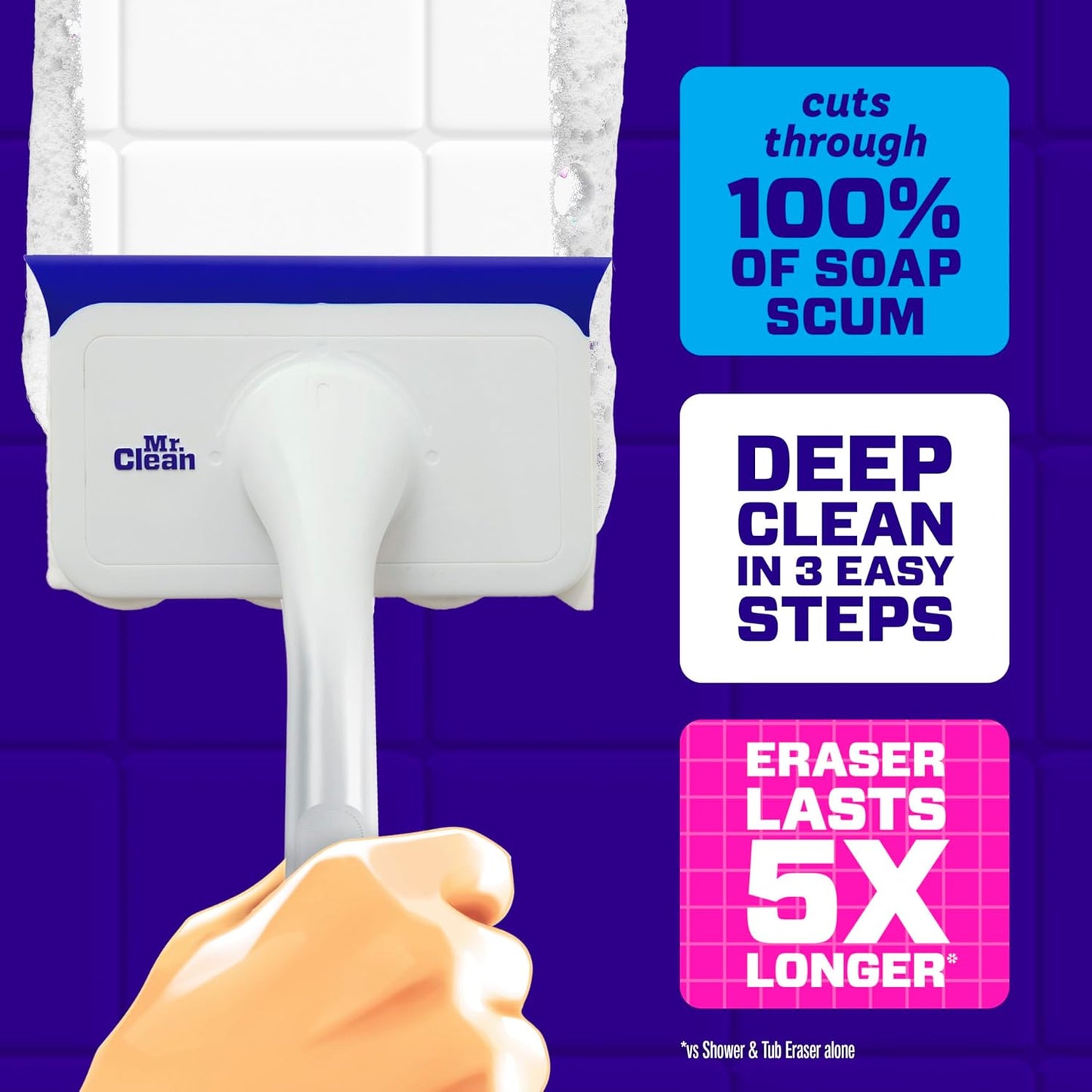 Mr. Clean Magic Eraser - All-in-One Bathroom Cleaner Kit with Lemon Scent | 1 Scrubber & 2 Foaming Erasers