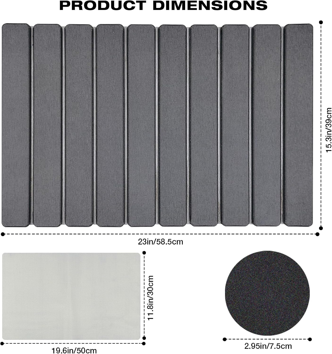 Rain Spirit Large Stone Dish Drying Mat - Quick Dry Diatomaceous Earth | 24" x 16" Grey
