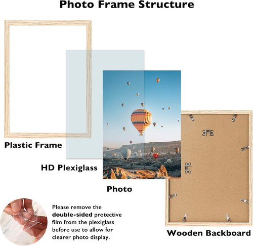 JCJMY 13x17 Picture Frame - Wall Mounting Versatile Design | Shatter-Resistant Plexiglass, Natural Finish