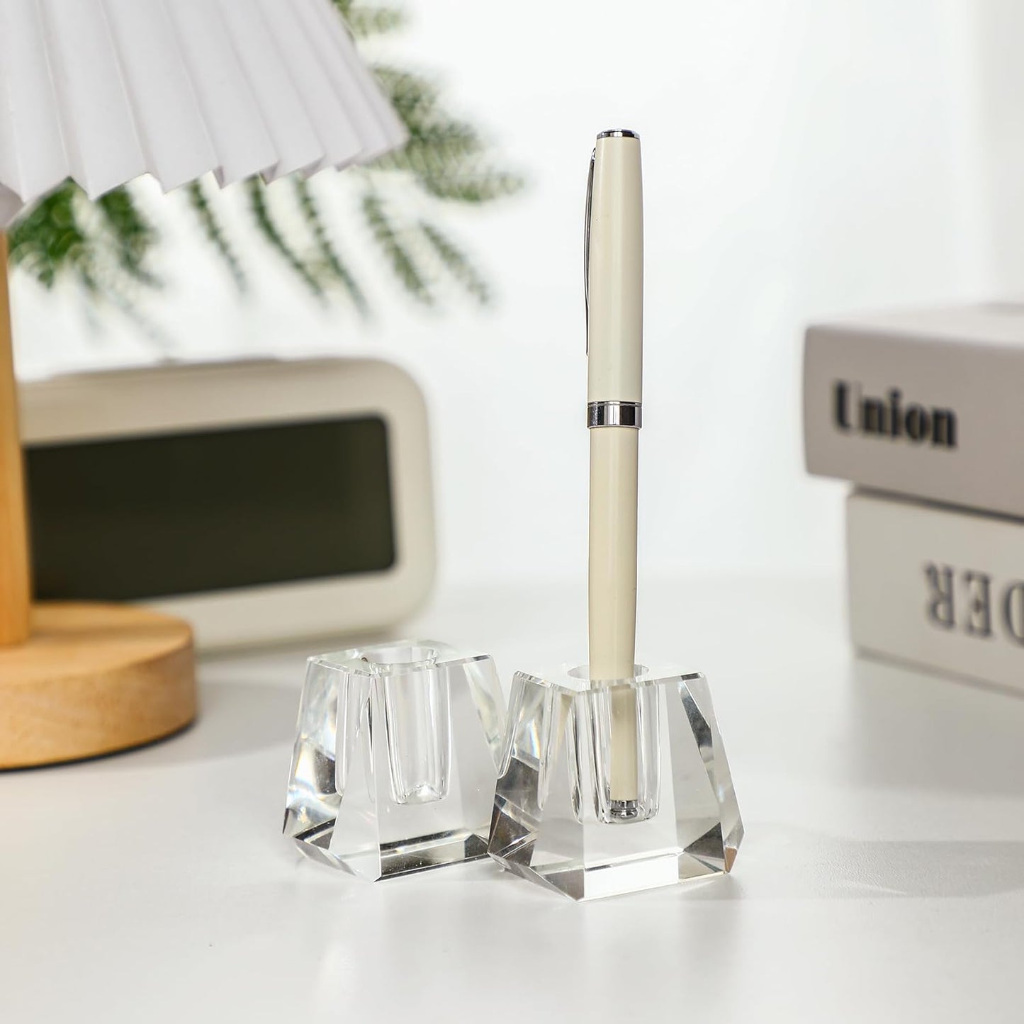 QFkris Crystal Pen Holder - Elegant 1.8" Glass Fountain Pen Stand for Desk | Perfect Gift for Students & Professionals