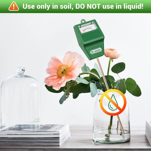 Dr.meter Soil Moisture Meter - Long Probe Hygrometer for Indoor/Outdoor Plants | No Battery Needed