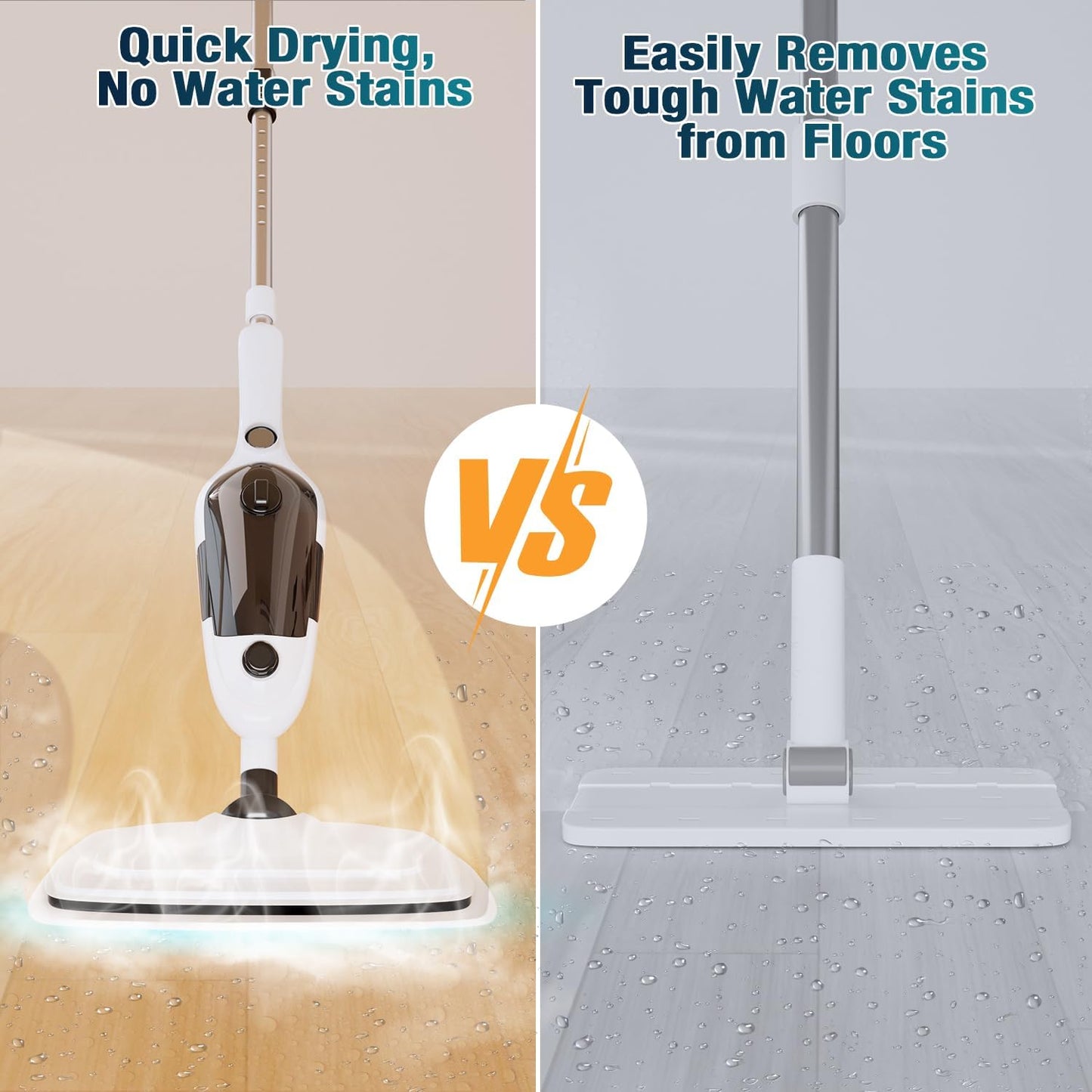 Skiennix Steam Mop - 11-in-1 Multi-Purpose Cleaner with 15.2 OZ Tank & 23FT Cord | Ideal for Hardwood, Tile & Furniture