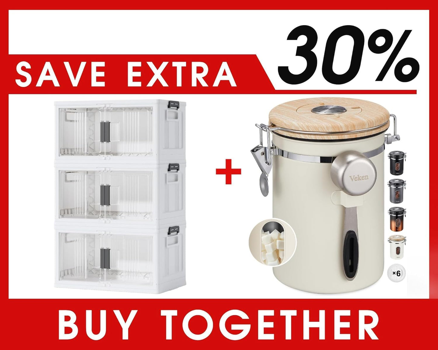 OlarHike 144QT Lockable Storage Bin - Durable Organization Solution | Includes 22oz Cream Coffee Canister