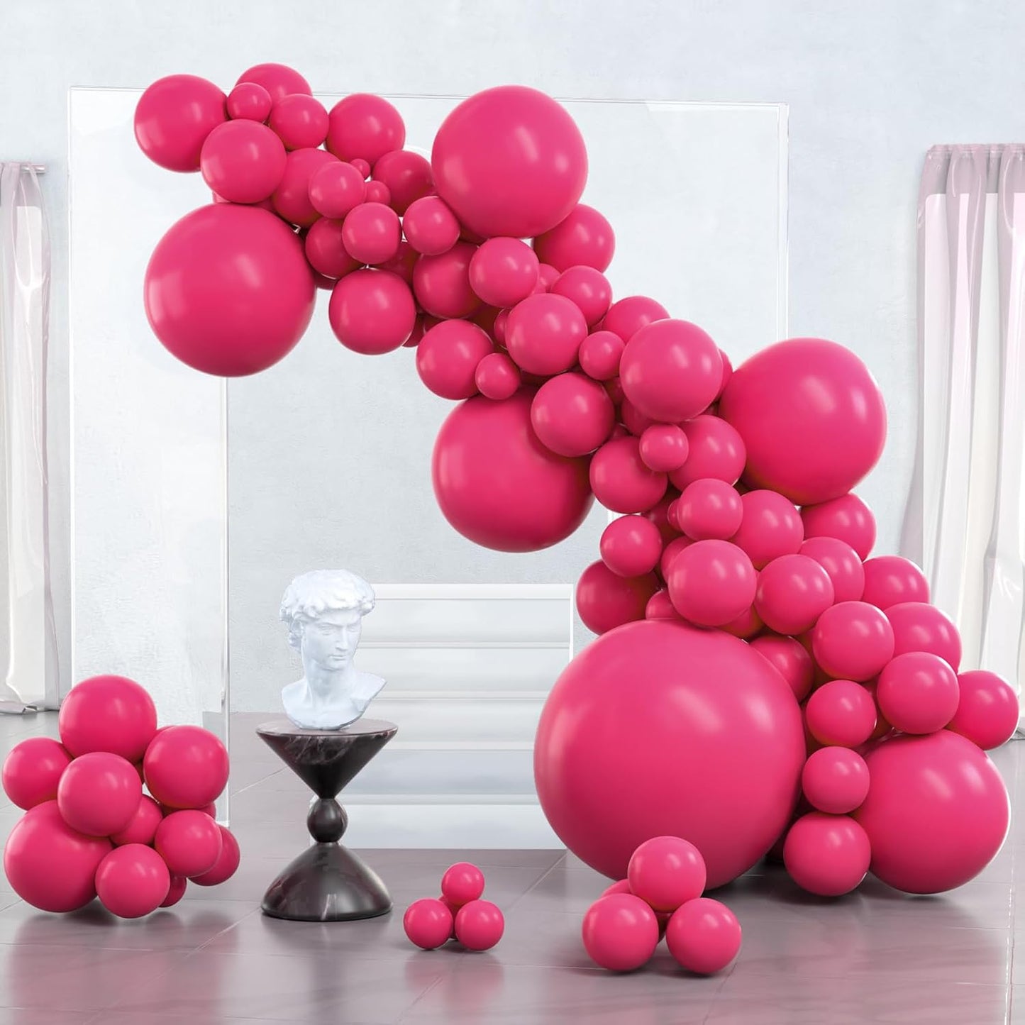 PartyWoo Hot Pink Balloon Arch Kit - 127pcs in Various Sizes for Baby Shower, Bachelorette & Birthday Decor