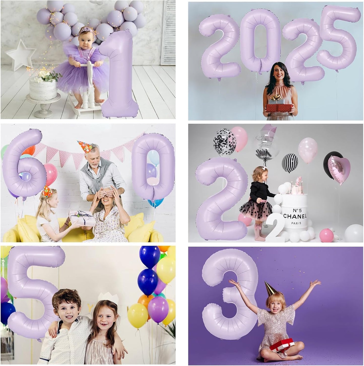 40 Inch Purple Number Balloons Light Purple 2 Balloon Matte purple Birthday Balloons 0-9 Birthday Wedding Party digital Decorations (Number 2)