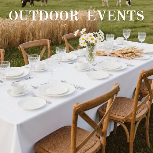 DRESSMAKER 2 Pack White Table Cloth Rectangle 60x102 Inches Polyester Tablecloth for 6ft Tables Washable Fabric Table Cloths for Party,Wedding Banquet