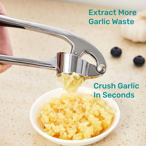 HiramWare Garlic Press - Premium Rust-Proof Kitchen Mincer with Ergonomic Handle | Easy to Clean & Dishwasher Safe
