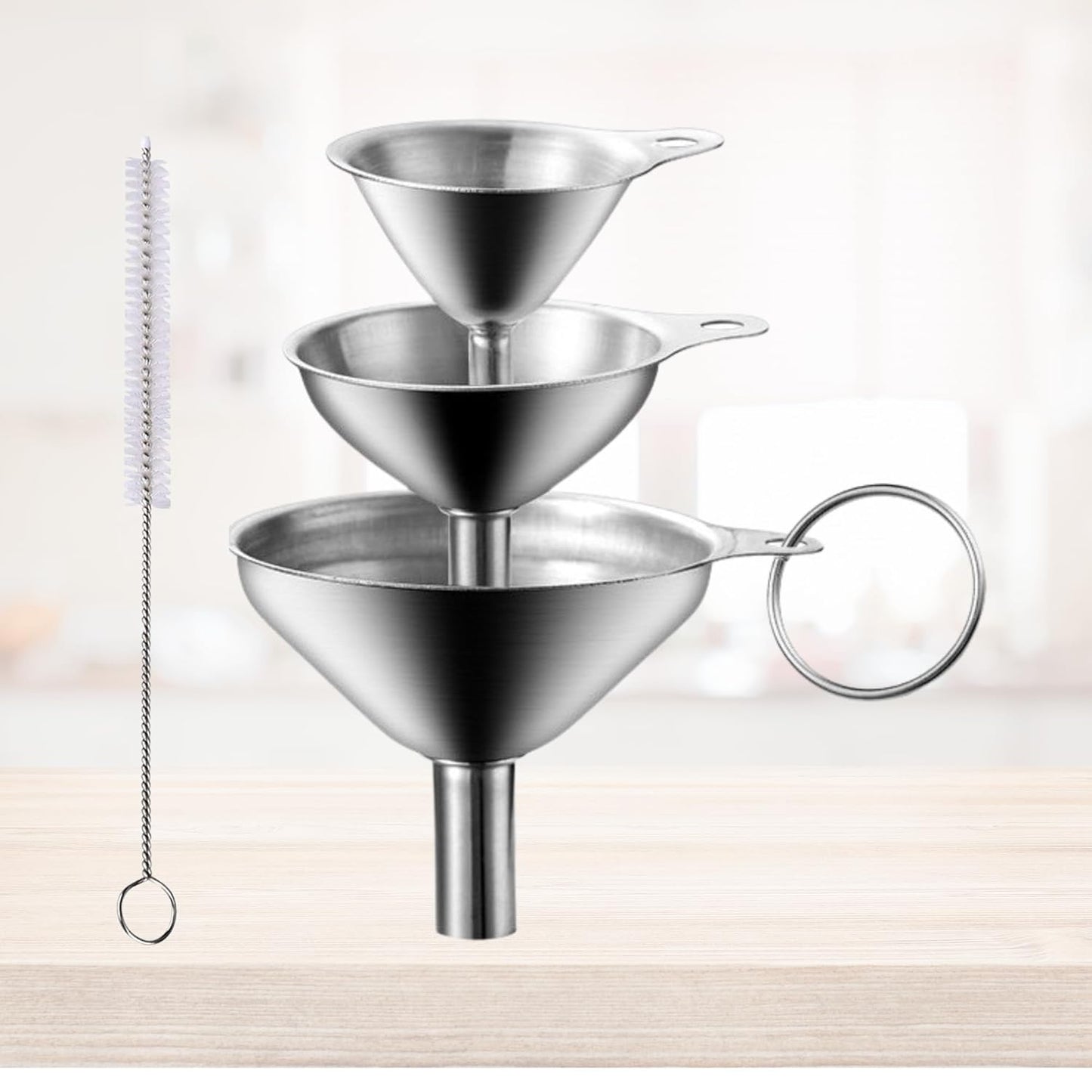 Skiennix Stainless Steel Funnels Set - Food Grade Mini & Large Kitchen Funnels for Easy Liquid Transfer