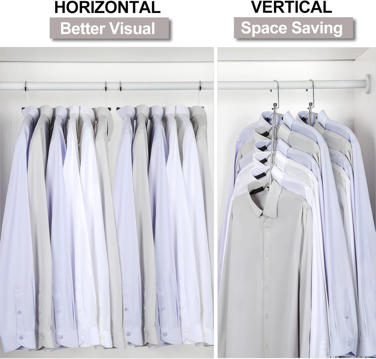 TOPIA HANGER Space-Saving Clothes Hangers - 6-Tier No-Slip Foam Padded Design | Closet Organizer for Men & Women (2 Pack)