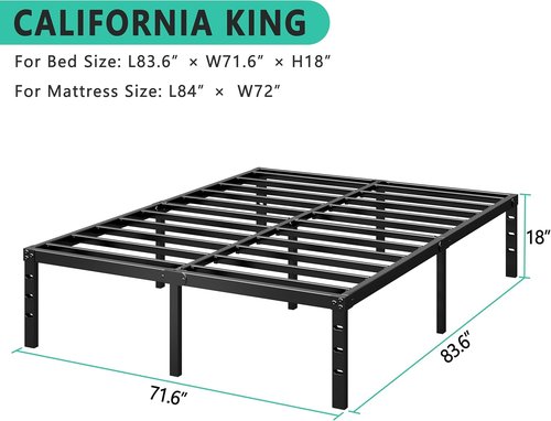 HLIPHA King Size Metal Platform Bed Frame - 14 Inch Tall, No Box Spring Needed, Easy Assembly, Black