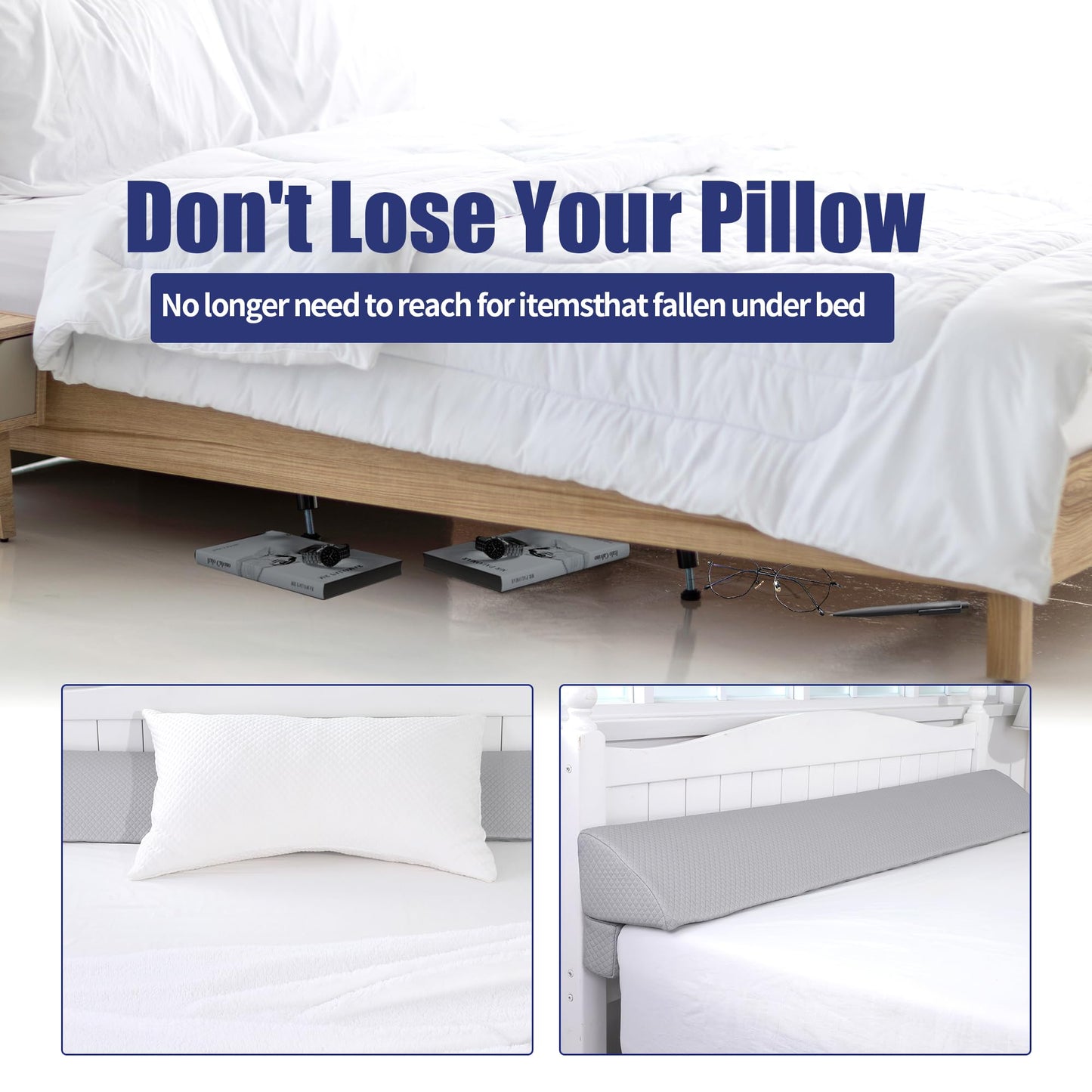 HOMBYS Wedge Pillow Headboard for Bed Gap,Foldable Bed Wedge Gap Filler King Size,Matterss Gap Filler,Multi Functional Bed Crack Pillow, Large King 76"x10.6"x6" or Gap Between (0-10")