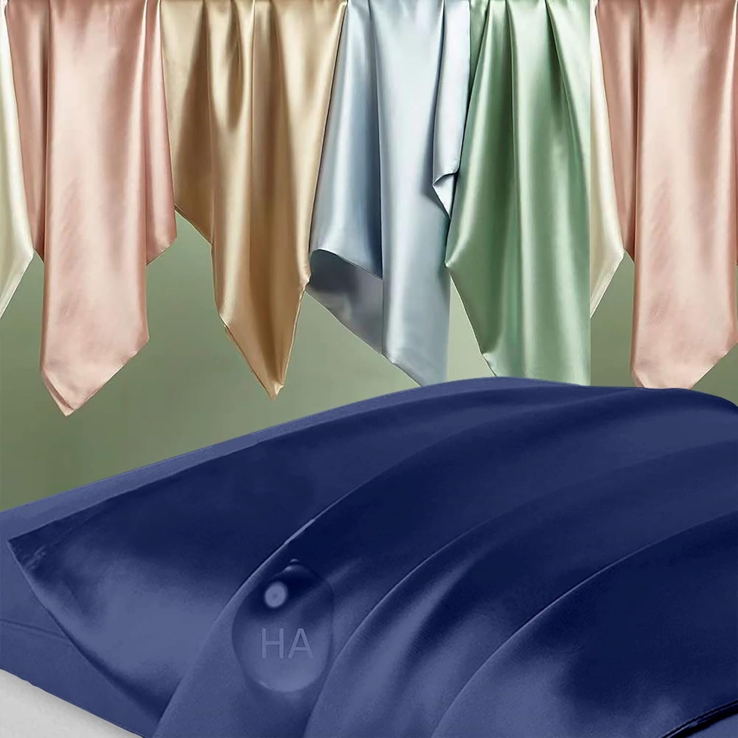 Mulberry Silk Pillowcase Set by Skiennix - Anti-Acne & Hair Care | King Size, Navy Blue, 2-Pack