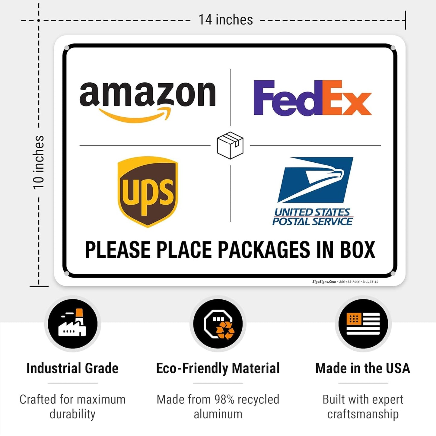 Sigo Signs Package Delivery Sign - Please Leave Packages Here | Rust-Free Aluminum, 10x14 Inches