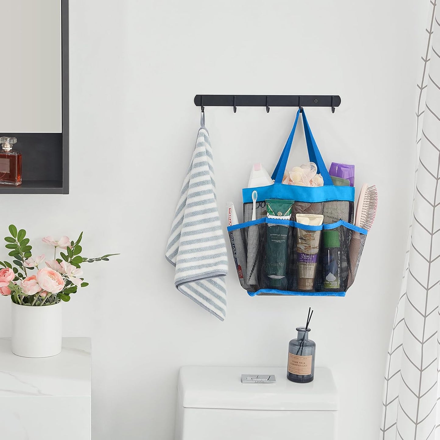 Lifewit Mesh Shower Caddy - Portable 7-Pocket Organizer Tote for College Dorms & Travel - Blue