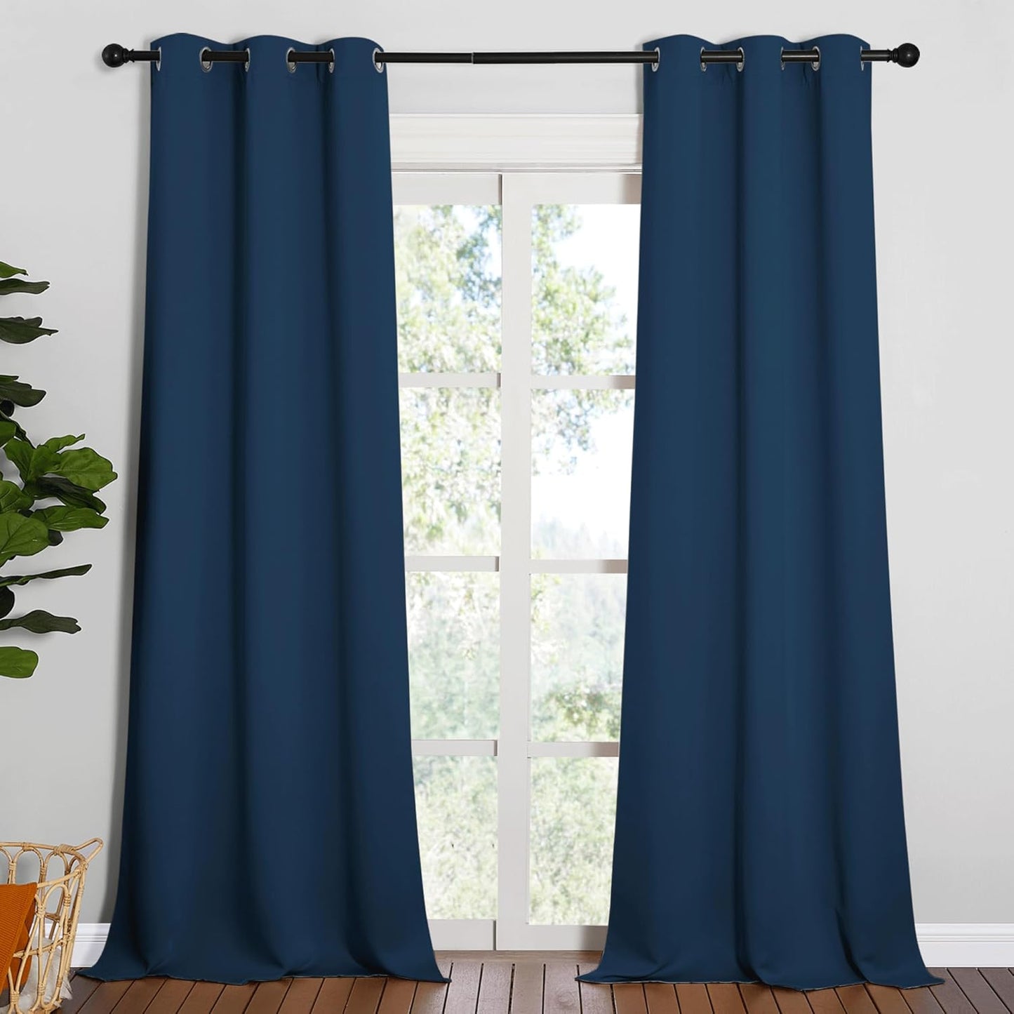 NICETOWN Blackout Curtains for Patio Glass Doors - Moroccan Blue, 42" Wide x 90" Long, Privacy Drapes