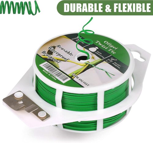 Green Garden Wire - Sturdy Plant Ties with Cutter for Indoor & Outdoor Use | 492FT (150m)