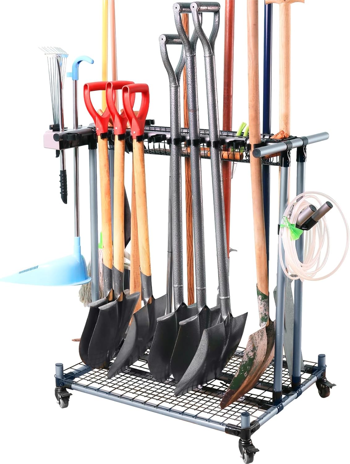 Skiennix Garden Tool Storage Rack - Heavy-Duty Organizer with Wheels for Garage & Yard Tools
