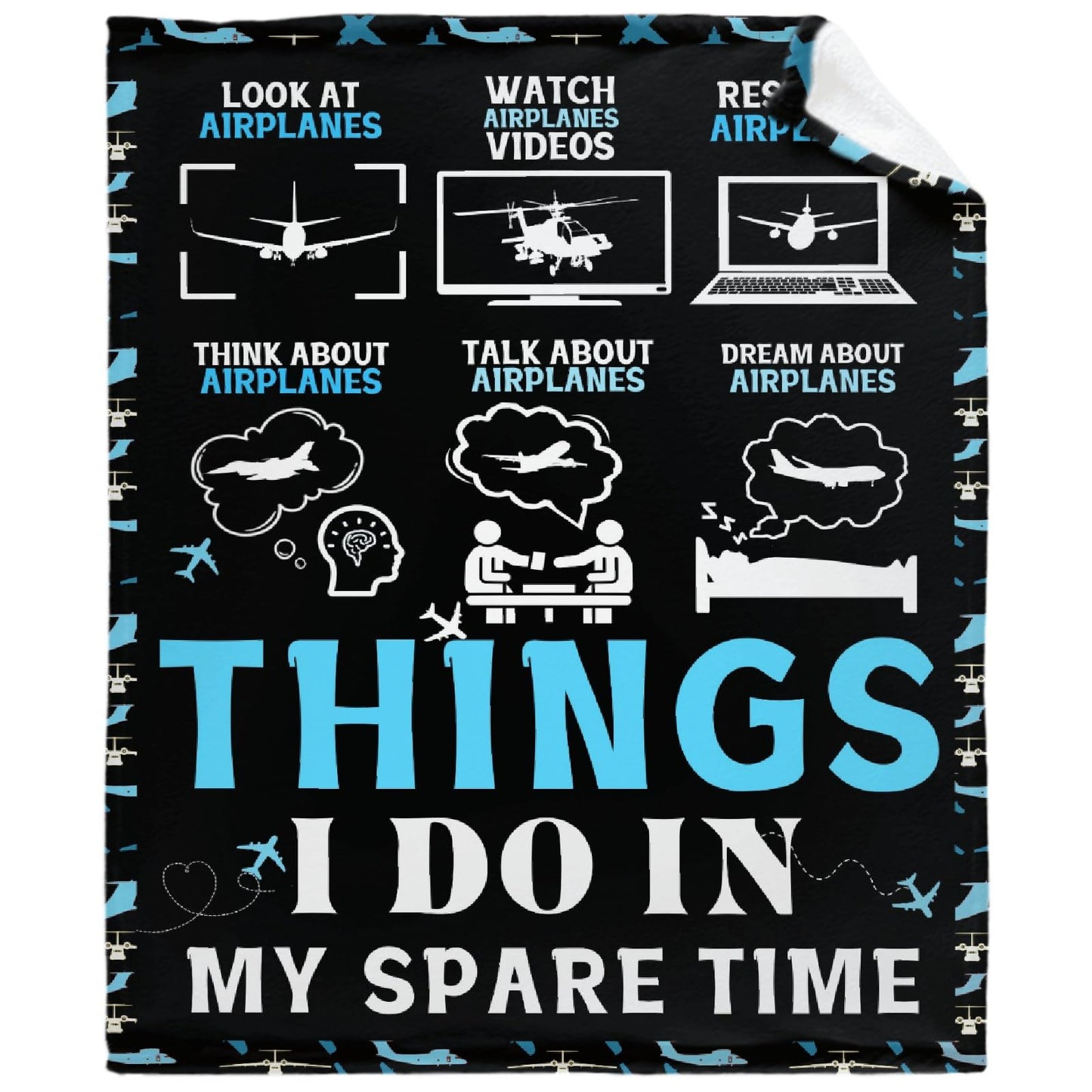 Airplane Throw Blanket, Aircraft Blanket, Pilot Gifts, Aviation Gifts for Men Boys Adults, Soft Flannel Plane Quilts, Airplane Decor, Lightweight Throw for Bed, Sofa, Outdoors, 40"x50" for Kids