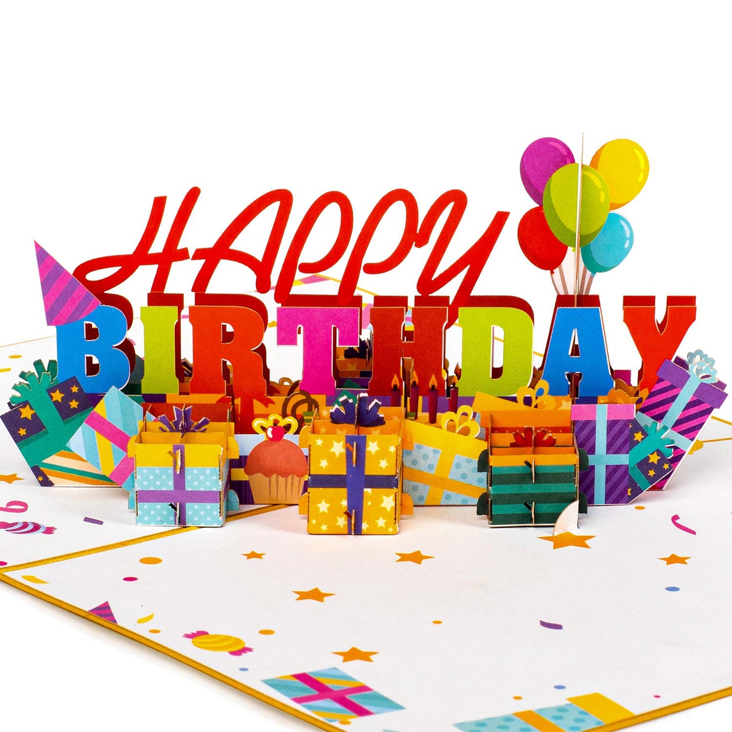 Paper Love Happy Birthday Pop Up Card, For Adults and Kids - 5" x 7" Cover - Includes Envelope and Note Tag (Happy Birthday)