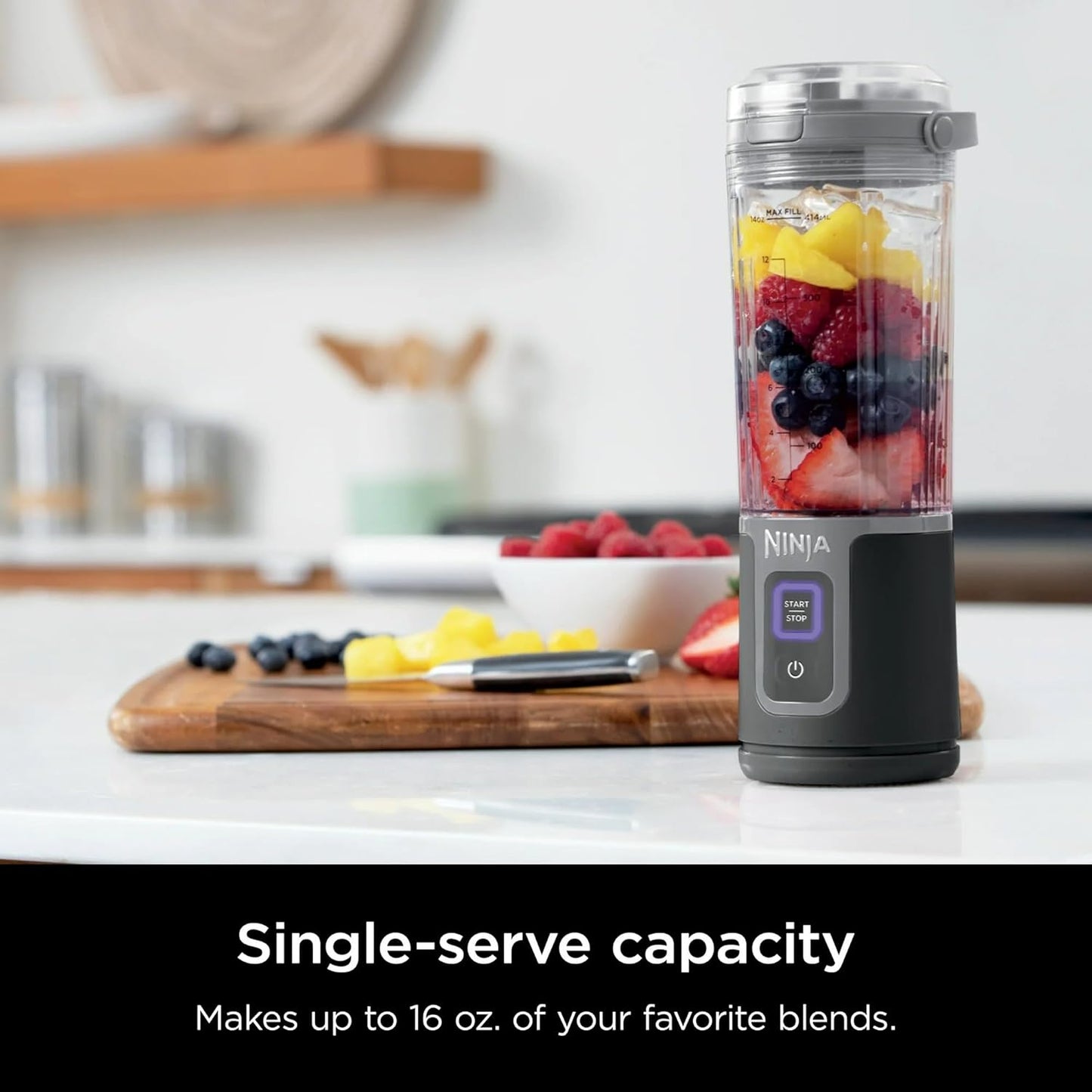 Ninja Blast Portable Blender - 16 oz. Cordless, USB-C Rechargeable, Leak-Proof Lid | Perfect for Smoothies (Black)