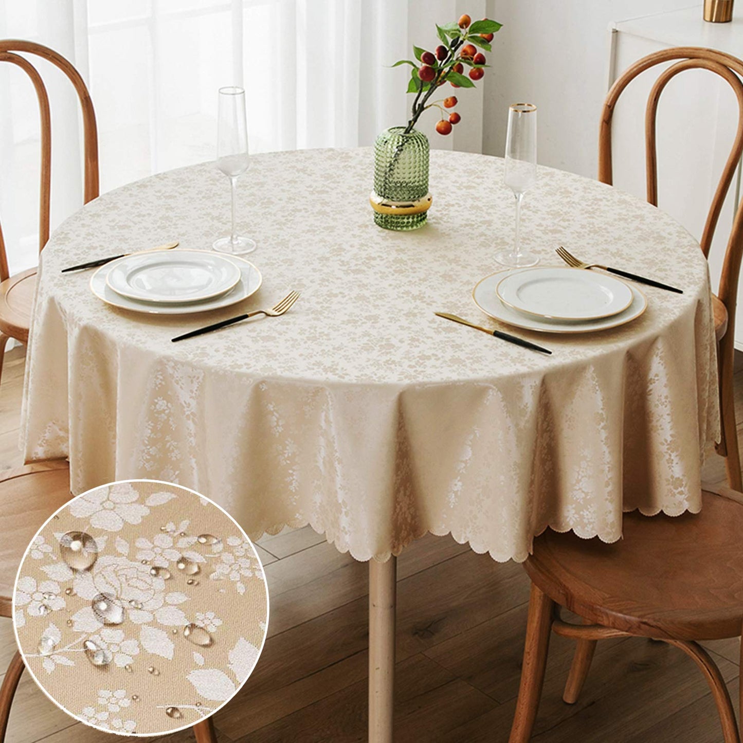 Smiry Round Table Cloth, Waterproof Heavy Duty Vinyl Tablecloths, Wipeable Washable Table Cover for Kitchen and Dining Room (Purple, 70" x 70")