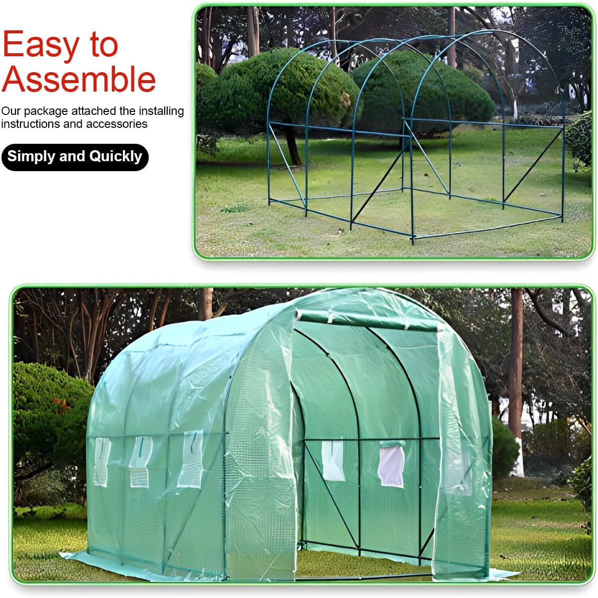 Skiennix Greenhouse Kit - Walk-In Design with Observation Windows for Outdoor Plant Growth | 10' x 7' x 7'