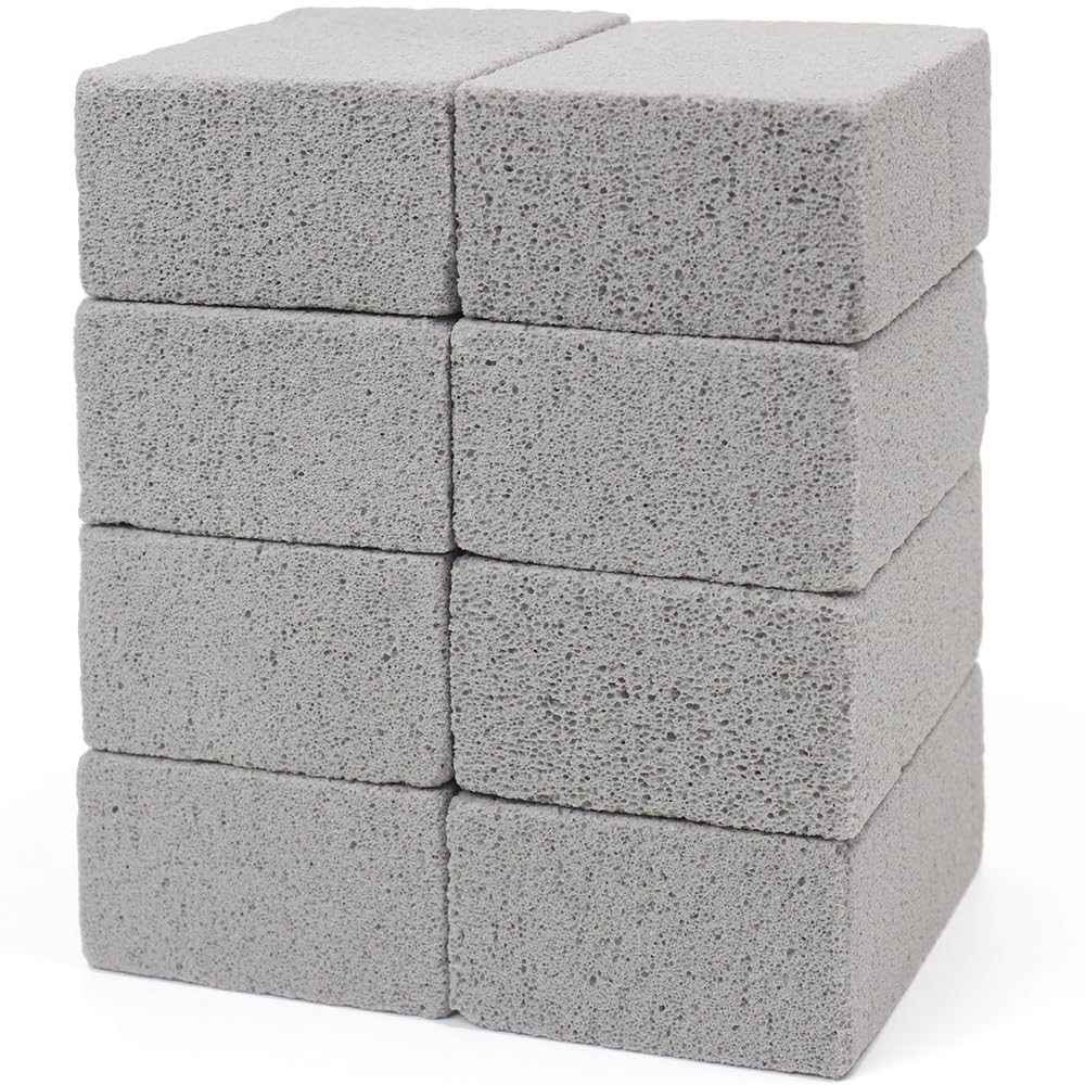 Non Scratch BBQ Grill Stone Cleaning Block Griddle Brick Oven Stone Scrubber Blackstone Cleaner, 8 Pack GrayMagic Stone for Removing Stains，Cleaning Flat Top Cookers，Toilet，Pool，Exfoliation Dead Skin