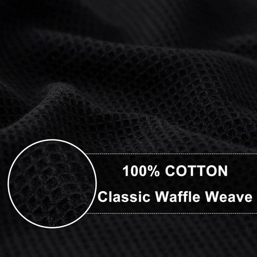 Homaxy 100% Cotton Waffle Weave Kitchen Towels - Soft, Absorbent 4-Pack | Quick-Dry 16 x 26 Inches - Black