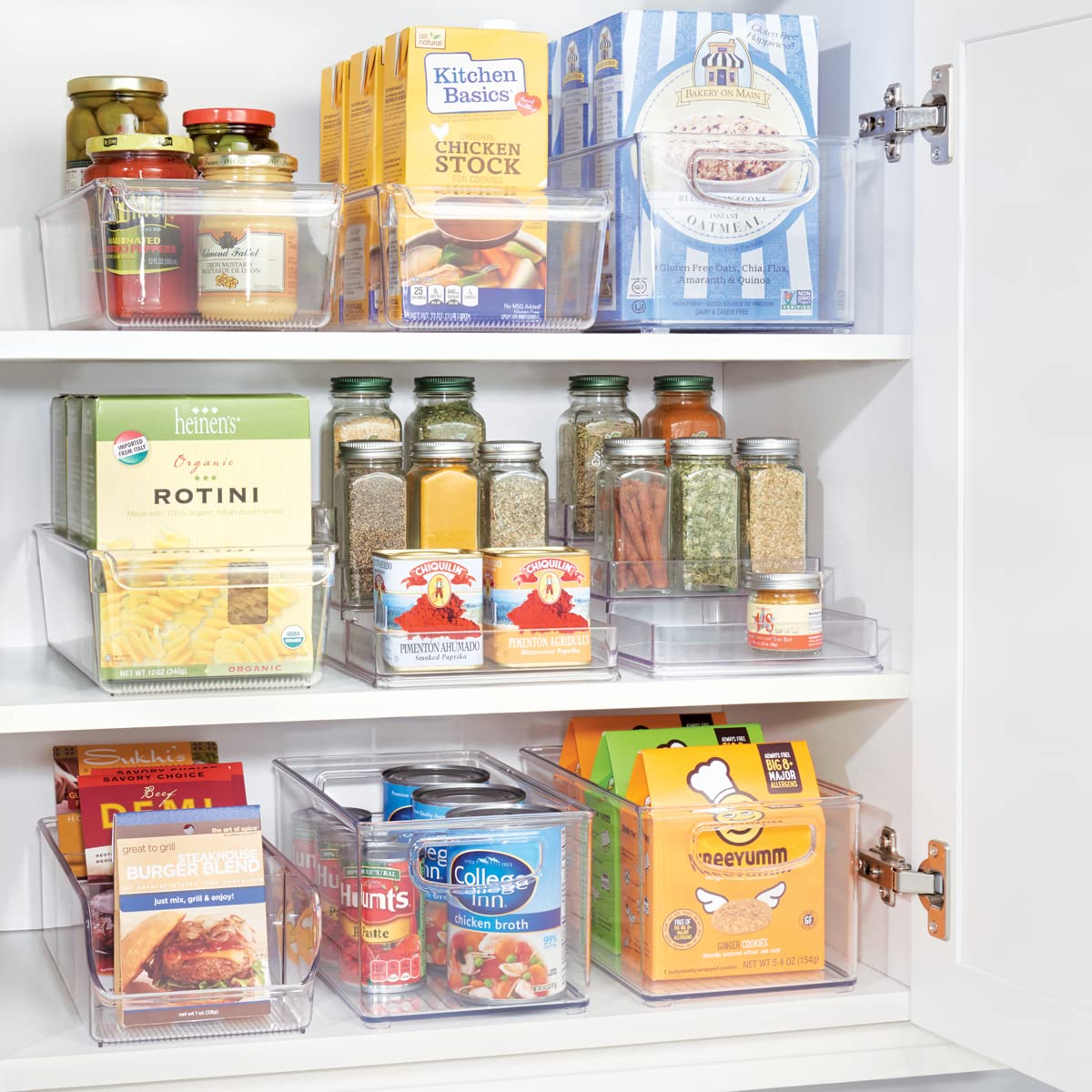 iDesign Recycled Plastic 3-Tier Stadium Spice Rack Organizer for Kitchen, Fridge, Freezer, Pantry and Cabinet Organization, The Linus Collection – 14" x 10" x 4", Clear