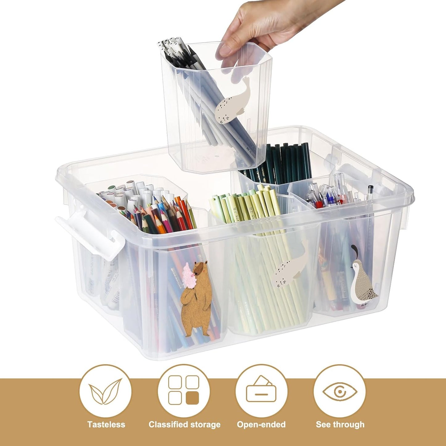 Loobuu 17QT Plastic Storage Bin with Lid - Stackable Clear Organizer Box for Art Supplies & Toys
