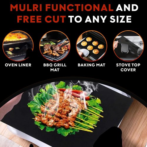 Grill Magic Non-Stick Oven Liners Set | 3-Pack Heavy Duty, Heat Resistant Fiberglass Mats - Easy to Clean, BPA Free