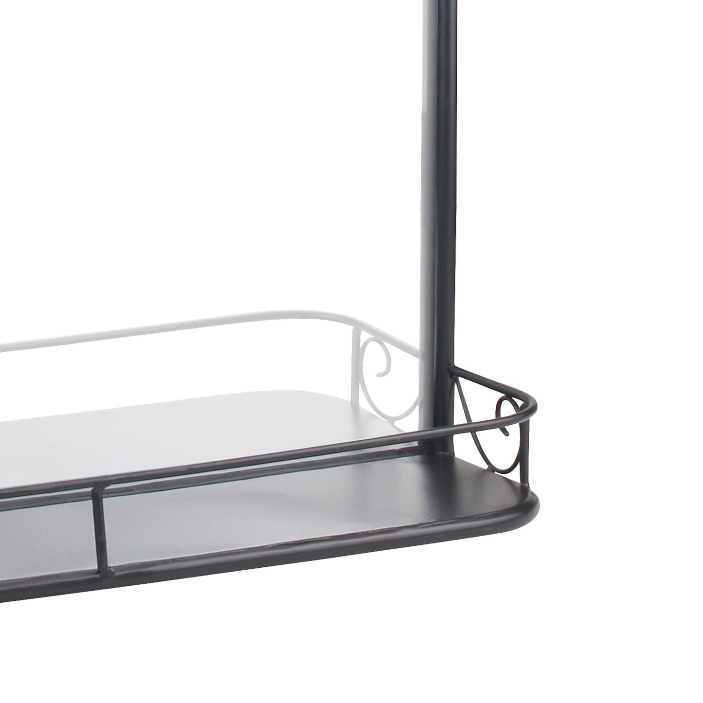 Stonebriar 21" x 16" Rectangle Black Metal Wall Mirror with Hanging Chain and Shelf, Decorative Industrial Decor for the Living Room, Bedroom, Bathroom, Hallway, and Entryway