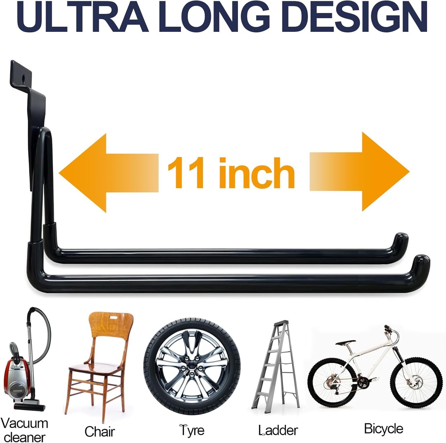 Slatwall Hooks by [Brand Name] - 11 Inch Heavy Duty Black Hangers for Garage Storage | 4 Pack