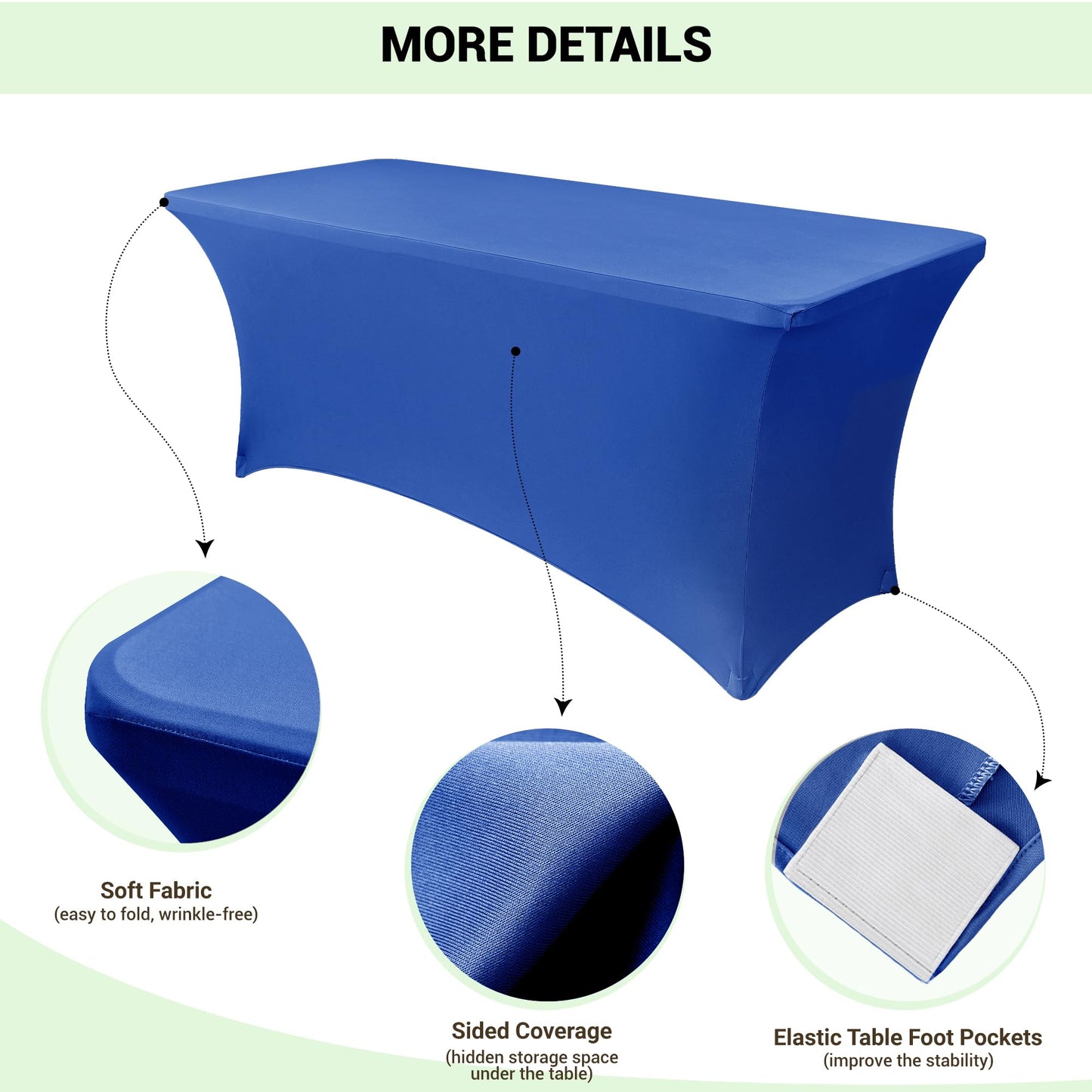 Obstal 4ft Stretch Spandex Table Cover for Standard Folding Tables - Universal Rectangular Fitted Tablecloth Protector for Wedding, Banquet and Party