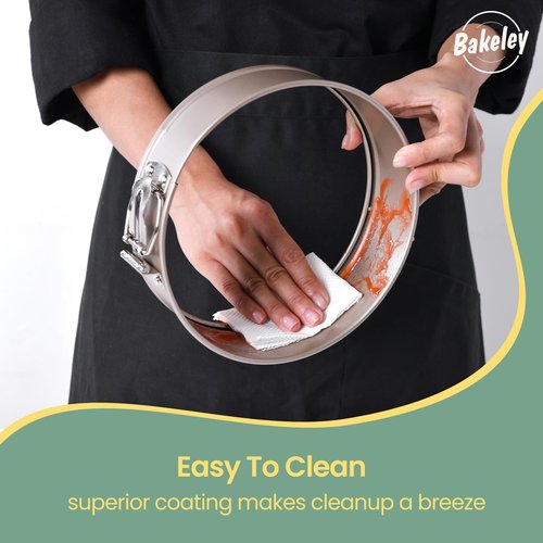 Bakeley 9 Inch Springform Cake Pans, Non-Stick, Spring Form Pans 9 inch with Removable Bottom, Spring Form Pan, Carbon Steel, Cheesecake Pan (Champagne Gold)
