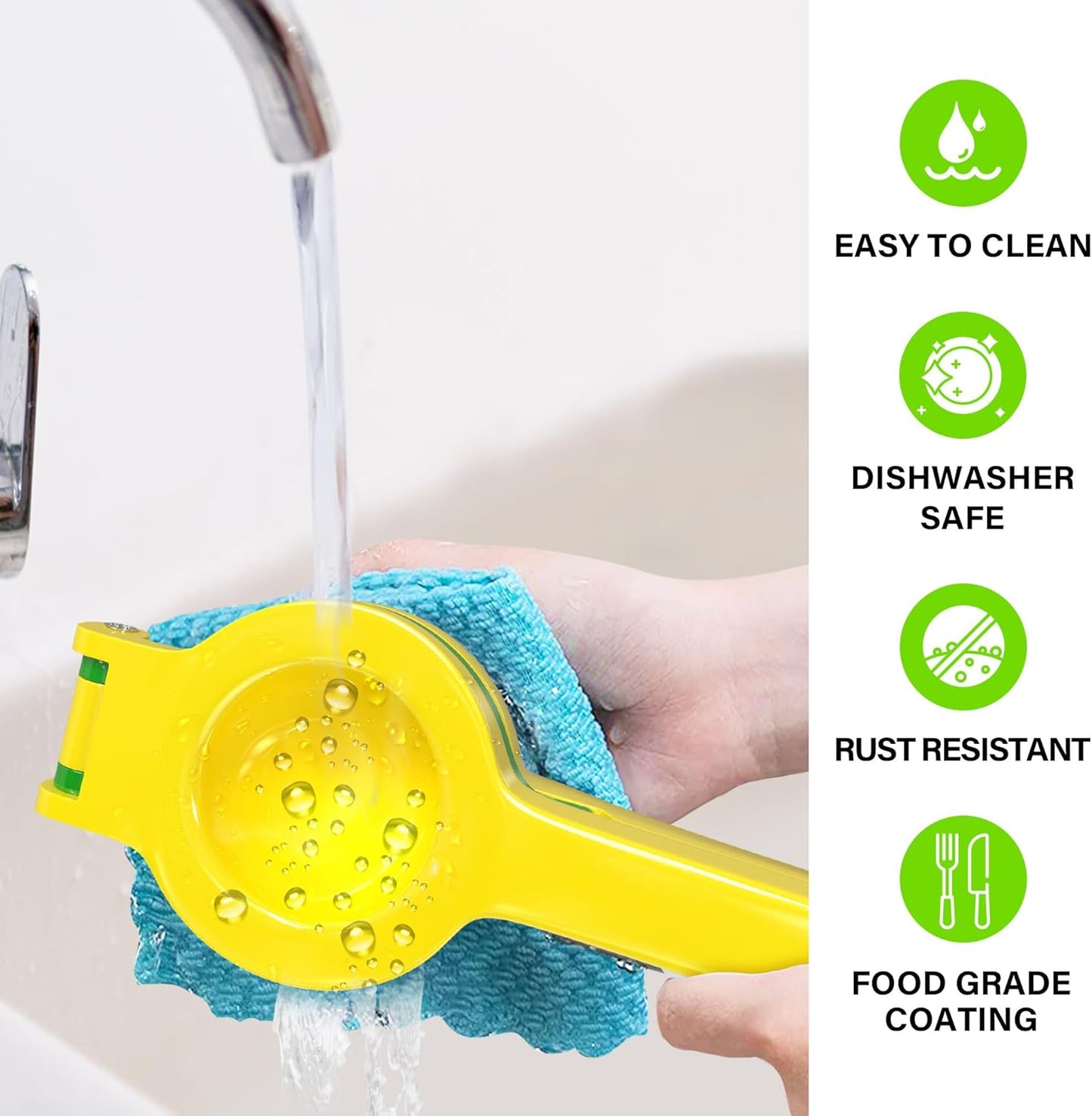 Vakoo 2-in-1 Lemon Squeezer - Heavy-Duty, Rust-Resistant Manual Juicer for Citrus - Easy to Use & Clean, Yellow & Green