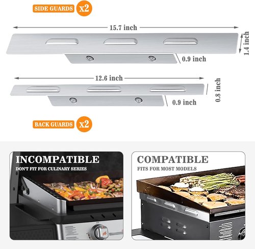 Blackstone Wind Guards - Stainless Steel Magnetic Shields for 28-Inch Griddle | Heat Retention Grill Accessory