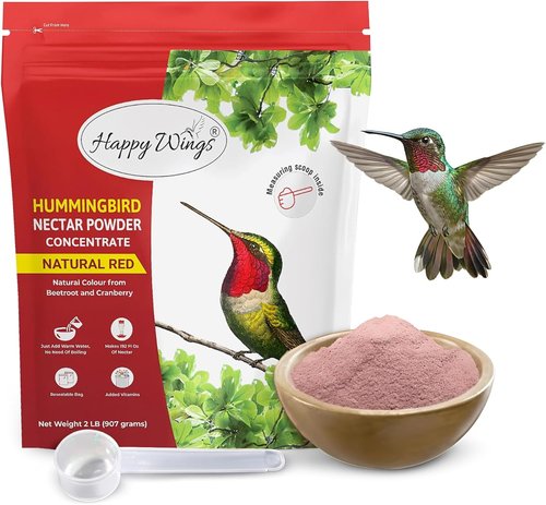 Happy Wings Hummingbird Food Powder - Natural Red Nectar Makes 192 fl oz Solution | 2 lb Easy Mix Formula