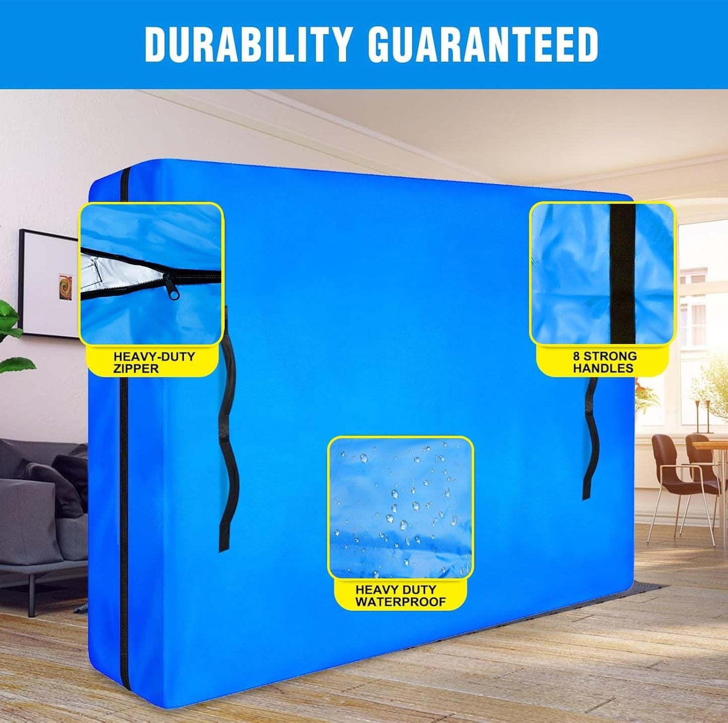 MorTime Mattress Bags - Zippered Storage Solution with 8 Strong Handles | Reusable Twin Size Protector