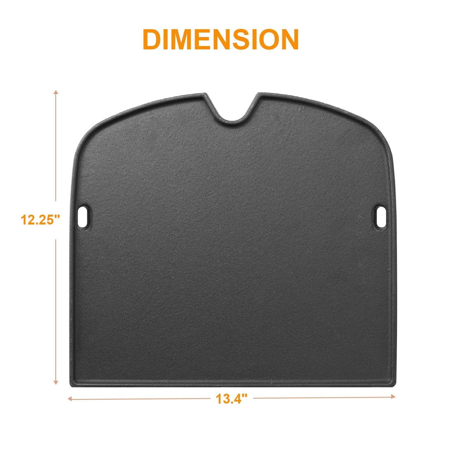 BBQ-PLUS Cast Iron Cooking Griddle for Weber Traveler Portable Gas Grill, Rectangular, Black, 12.5 x 13.4 inch