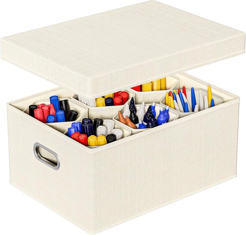 Aokeyee Marker Organizer - Stackable Storage Box With Lids for Craft Supplies & Tools | Multi-Purpose