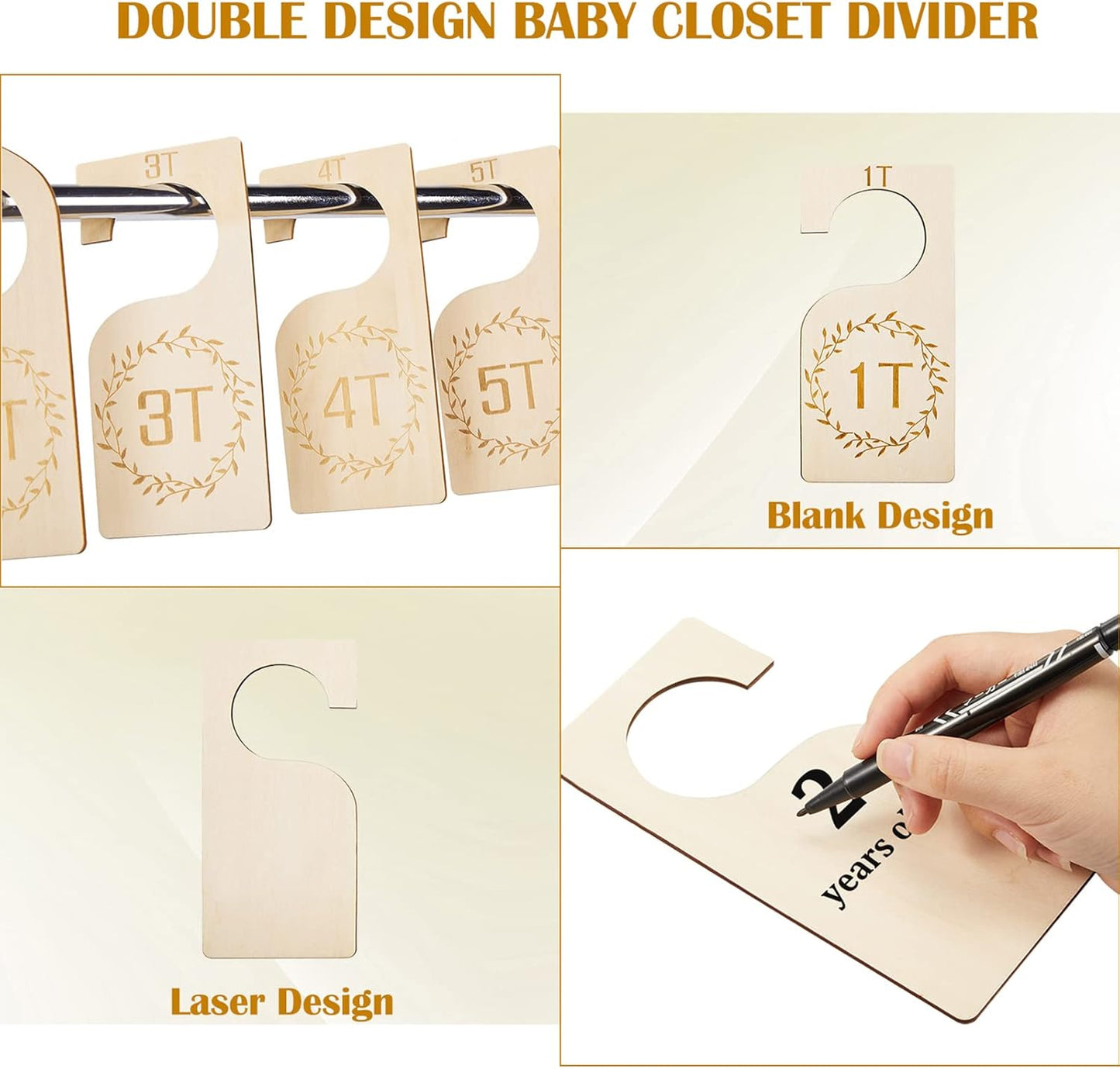 Patelai Wooden Baby Closet Dividers - 7 Pcs Clothes Organizer for 1T to 7T | Nursery Storage Solution