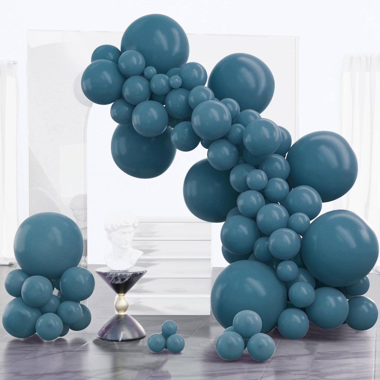 PartyWoo Slate Blue Balloons 100pcs Different Sizes Pack of 18 12 10 5 Inch Navy Dusty Blue Boho Neutral Balloon Arch Kit for Baby Shower Graduation Jungle Ocean Birthday Party Decorations Blue-F36