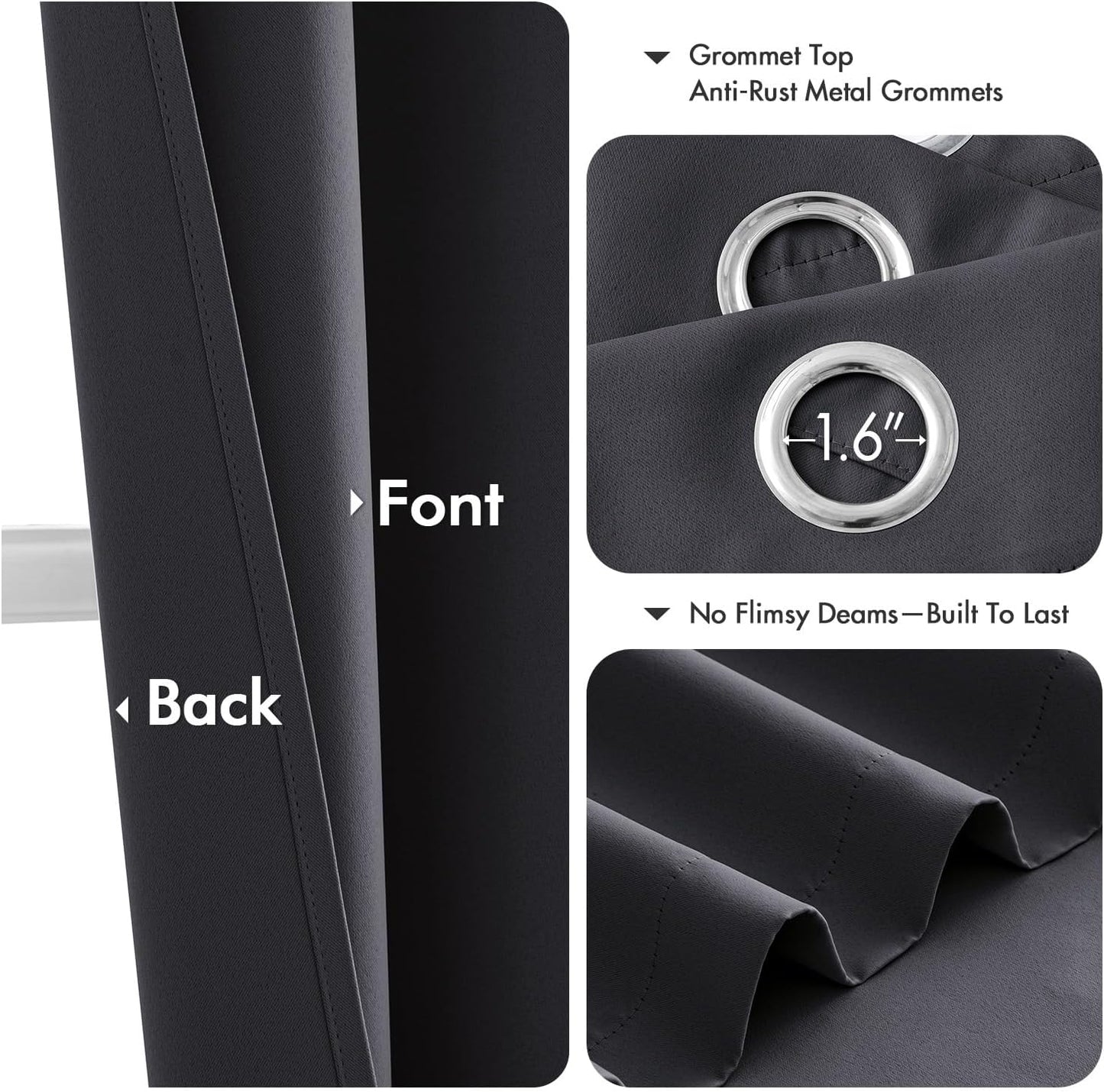 MIULEE Dark Grey Blackout Curtains - Thermal Insulated Room Darkening Drapes | 84 Inches Long, 2 Panels