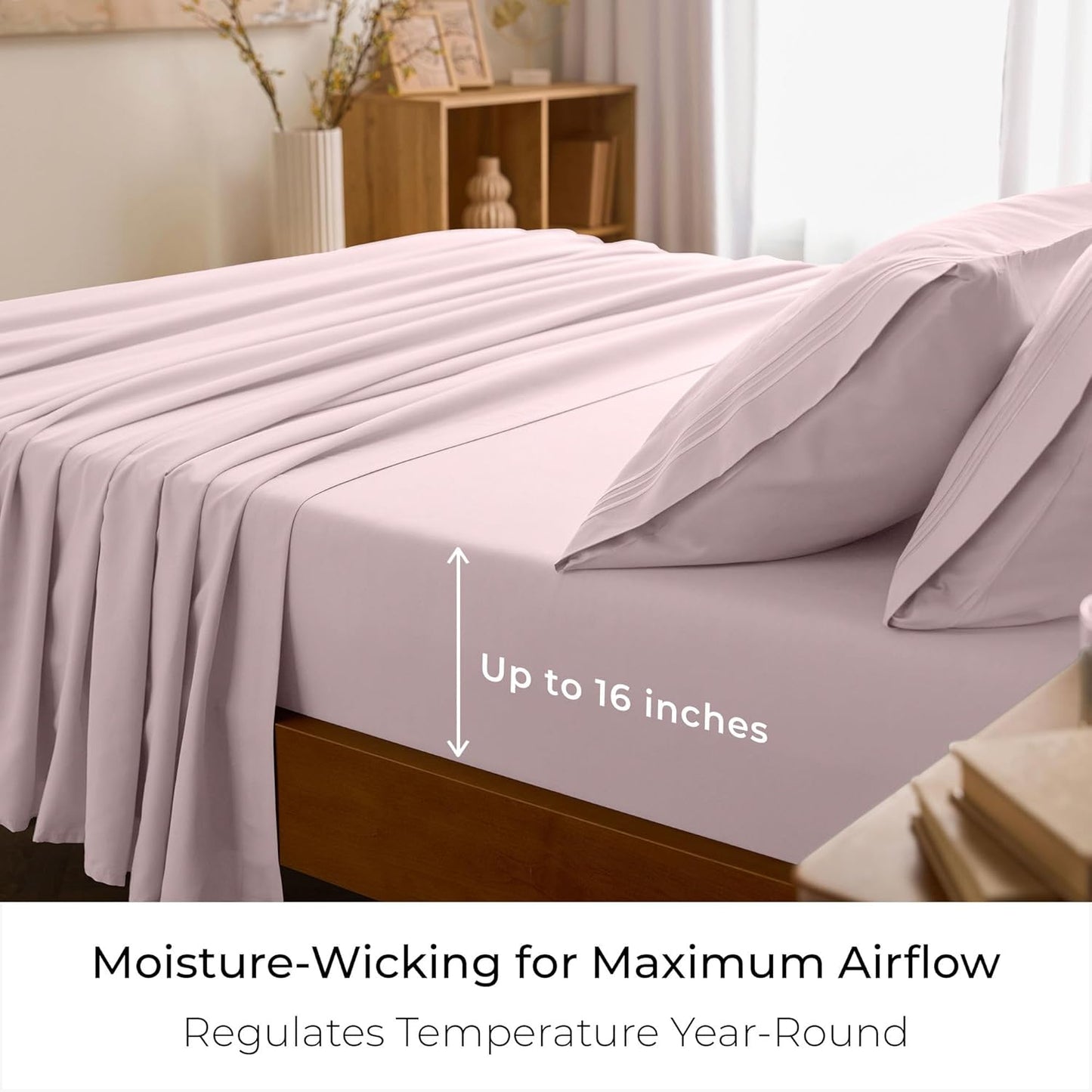 Mellanni Full Sheets Set - 4 PC Hotel Luxury Bedding - Extra Soft, Cooling, Wrinkle-Resistant (Full, Blush Pink)