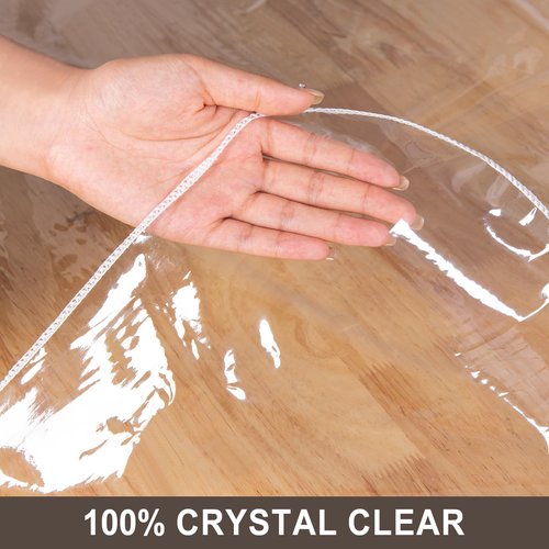 JIUZHEN 60" x 84" Heavy Duty Clear Vinyl Tablecloth – 100% Waterproof & Oil-Proof, Spill-Resistant – Easy Wipe-Clean Table Cover for Dining, Parties, Camping, Holidays, Events (Rectangle)