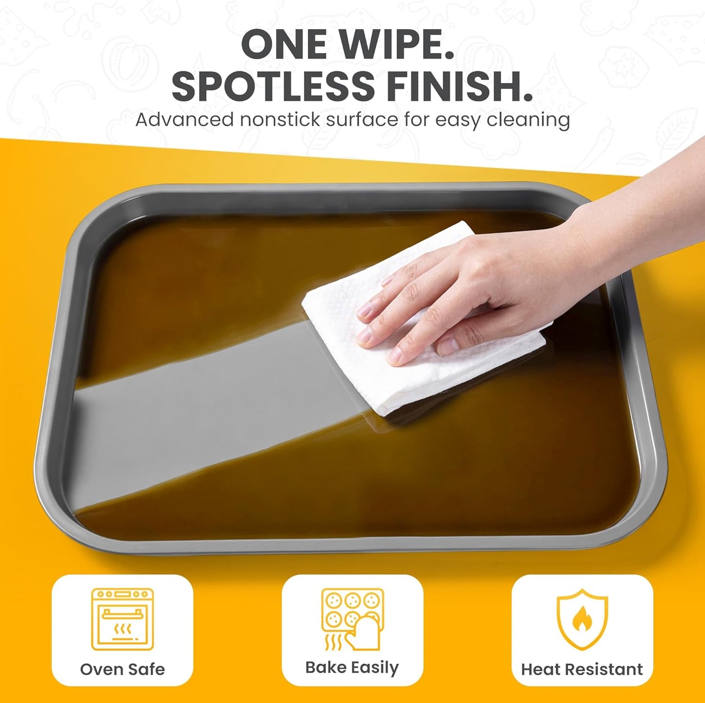 Skiennix Non-Toxic Bakeware Set - PFOA-Free 11pc Nonstick Carbon Steel Baking Pans | Space-Saving Design